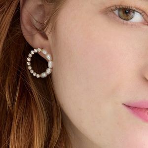 J.Crew Circle Freshwater Pearl & Crystal Earrings